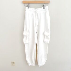ZARA Oversized Cargo Joggers Sweatpants, White Small